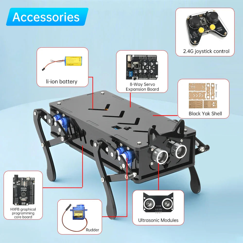Four-Legged Robot Dog Bionic Intelligent Programming Development Robot Remote Control Robot Dog Electronic Pet Diy Kit